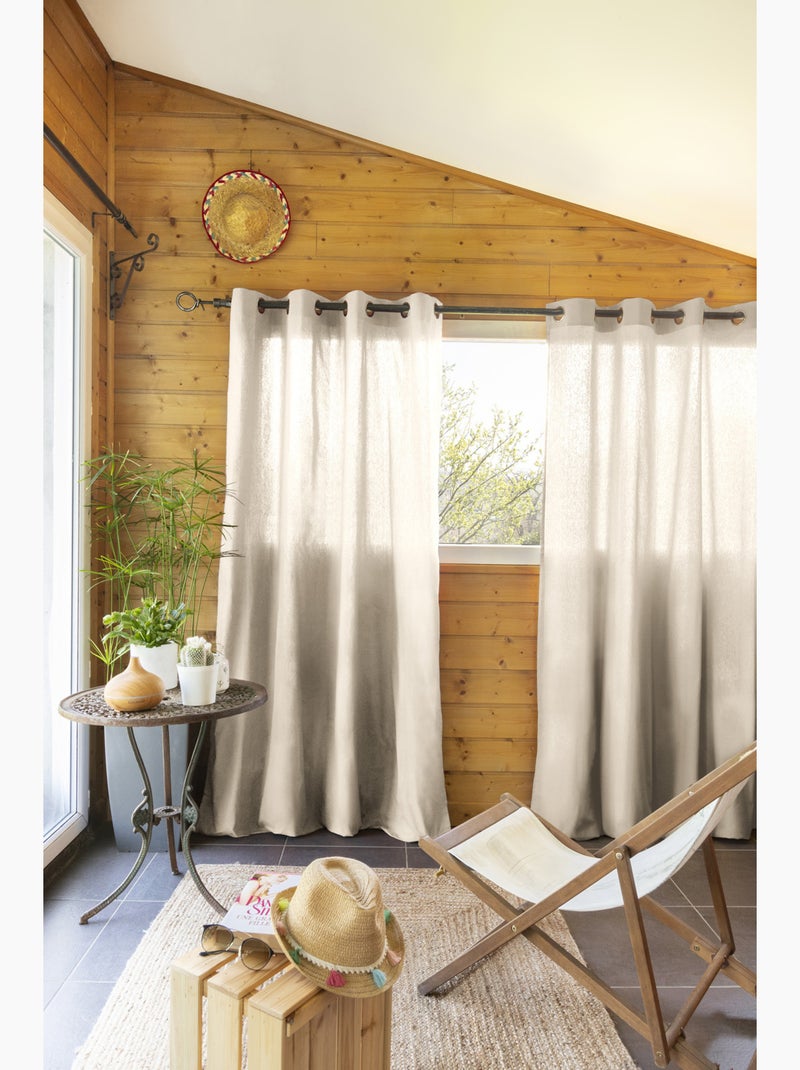 Lote de 2 cortinas 100% algodón prelavado – kala Beige - Kiabi