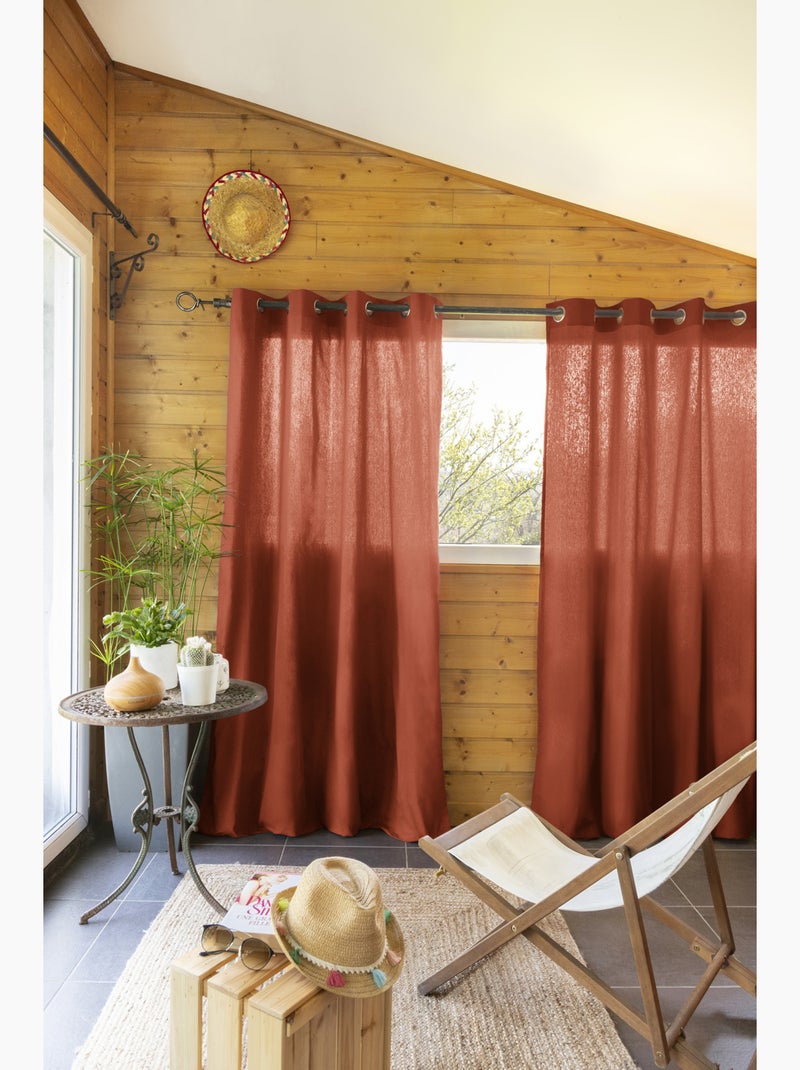 Lote de 2 cortinas 100% algodón prelavado – kala Terracota - Kiabi