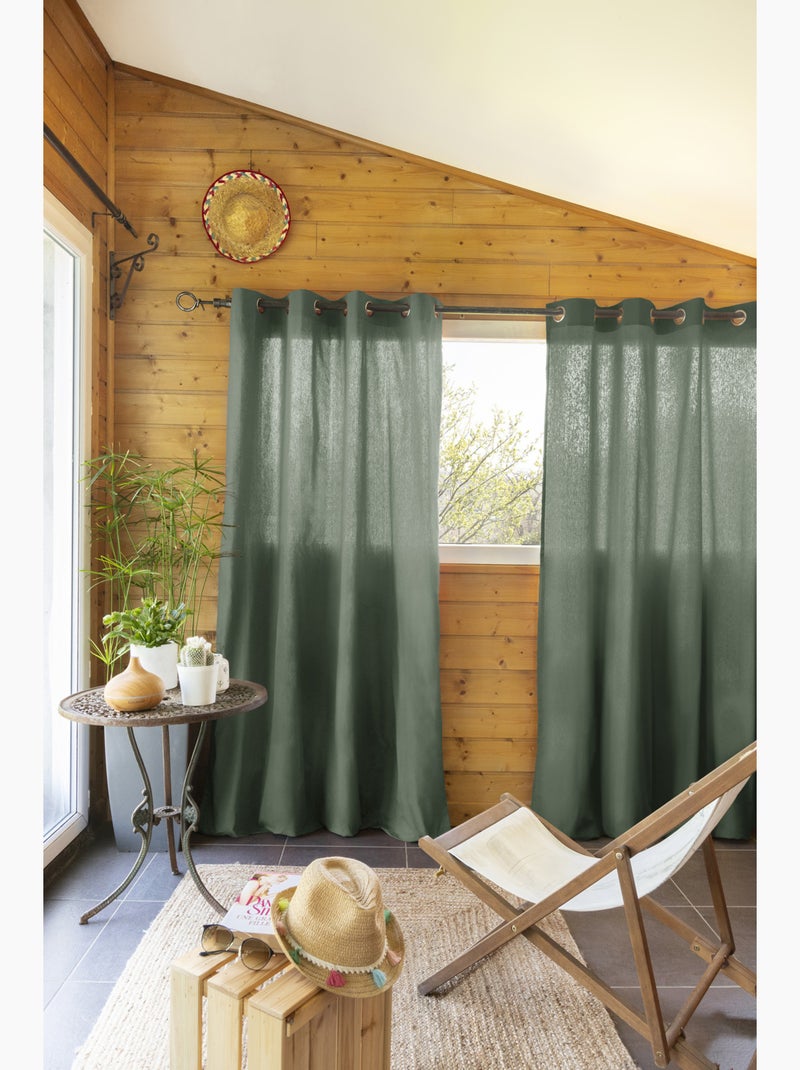 Lote de 2 cortinas 100% algodón prelavado – kala Verde romero - Kiabi