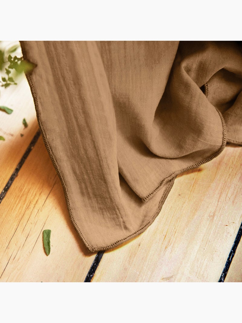 Lote de 2 cortinas con cinta fruncidora doble gasa de algodón – gaïa Camel - Kiabi