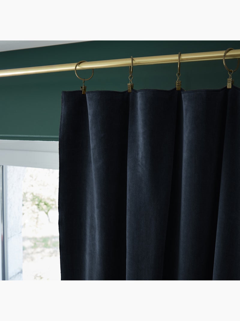 Lote de 2 cortinas de terciopelo – anillas con pinza – algodón grueso – césar Azul noche - Kiabi