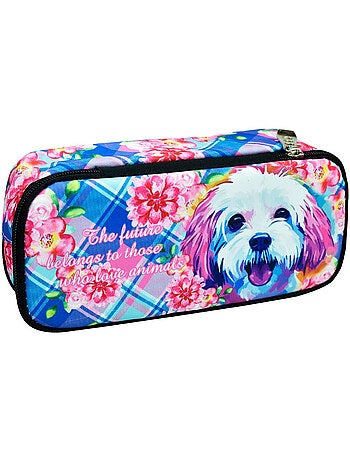 Lote de 2 estuches con cremallera 'love dog' tie-dye – 23 cm