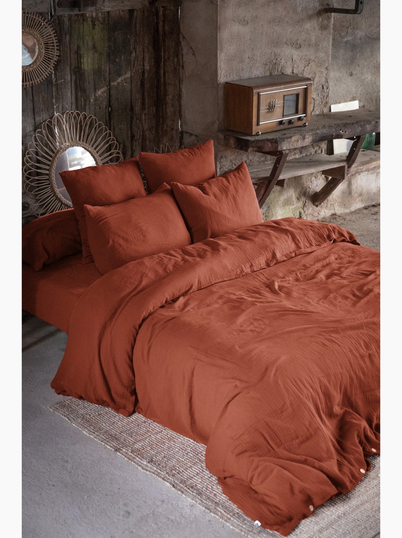 Lote de 2 fundas de almohada – doble gasa de algodón – gaïa Terracota - Kiabi