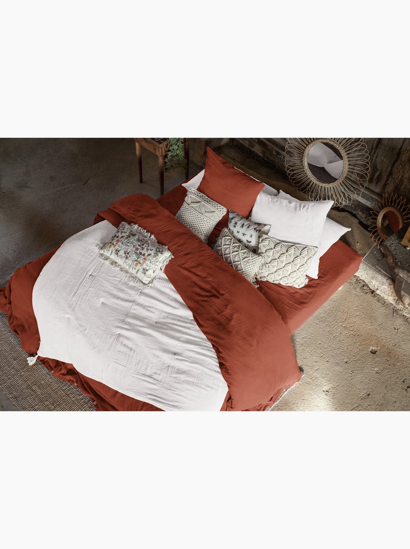 Lote de 2 fundas de almohada – doble gasa de algodón – gaïa Terracota - Kiabi