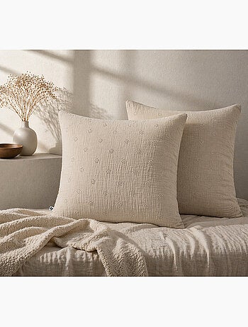 Lote de 2 fundas de almohada – gasa de algodón bordada – gaïa boho