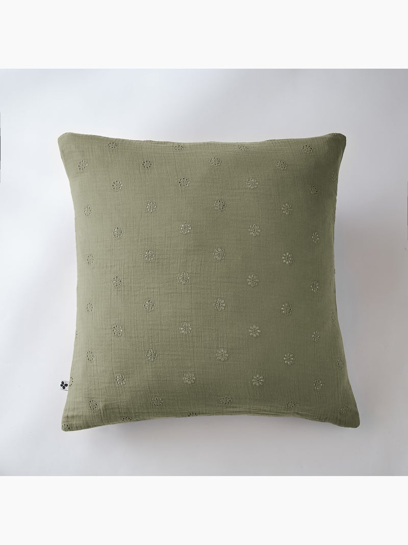 Lote de 2 fundas de almohada – gasa de algodón bordada – gaïa boho Verde romero - Kiabi
