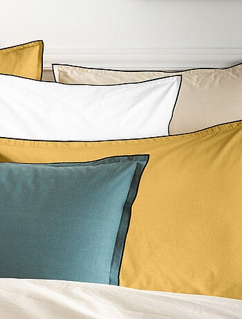 Lote de 2 fundas de almohada lisas de algodón con ribete