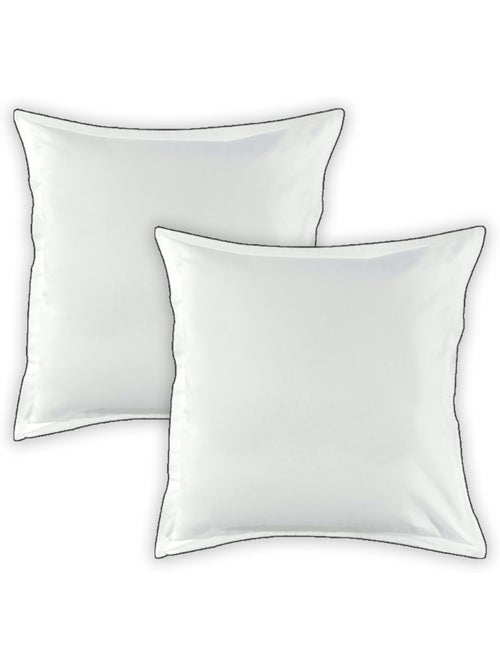 Lote de 2 fundas de almohada lisas de algodón con ribete - Kiabi