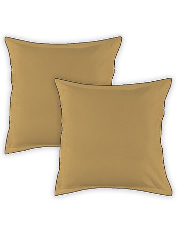 Lote de 2 fundas de almohada lisas de algodón con ribete