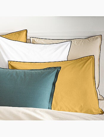 Lote de 2 fundas de almohada lisas de algodón con ribete