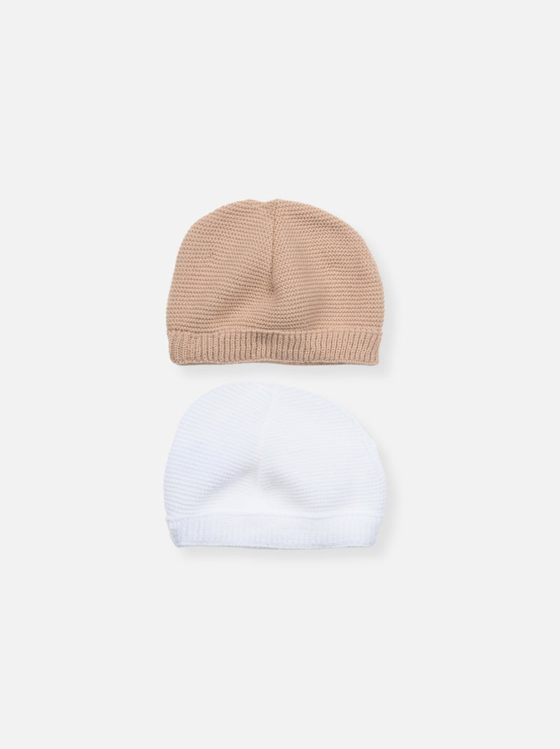 Lote de 2 gorros Blanco Marrón - Kiabi