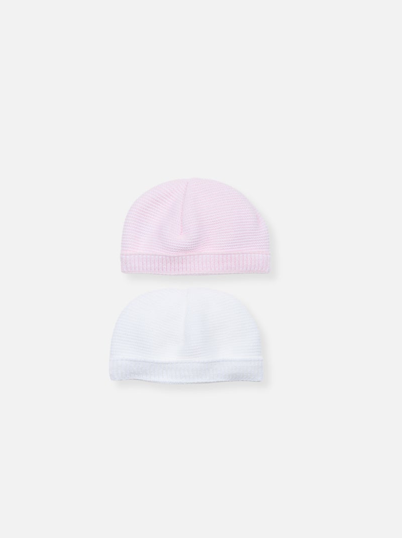 Lote de 2 gorros Blanco Rosa - Kiabi