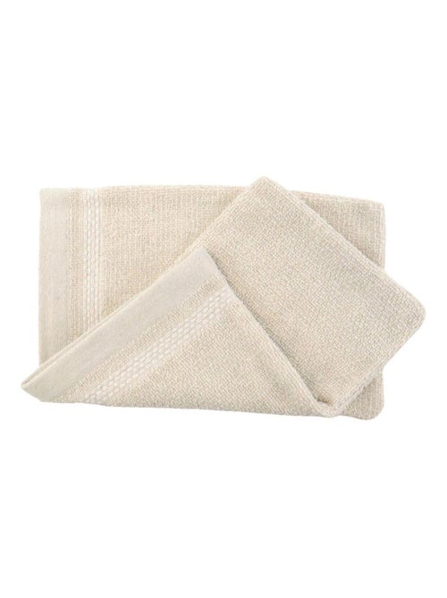 Lote de 2 guantes de baño algodón lino esponja ALINE - Kiabi Lote de 2 guantes de baño algodón lino esponja ALINE - Kiabi