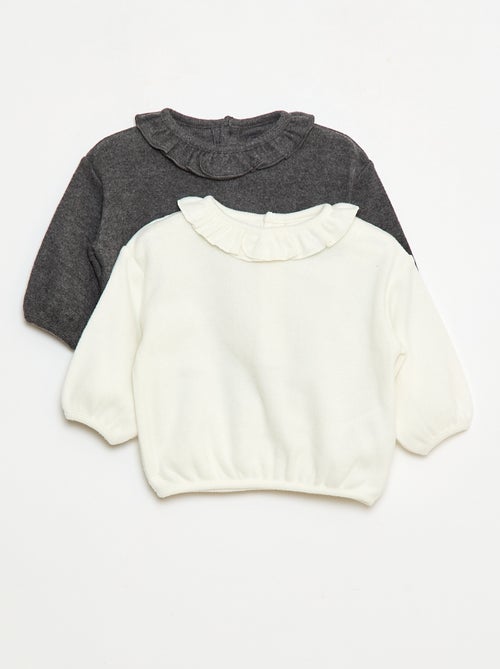 Lote de 2 jerséis de punto con cuello fantasía - Kiabi