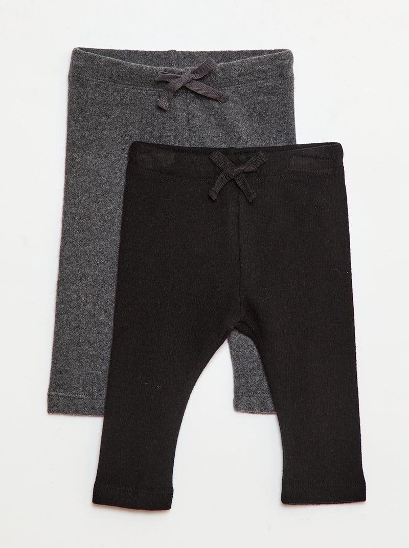 Lote de 2 leggings afelpados Negro - Kiabi
