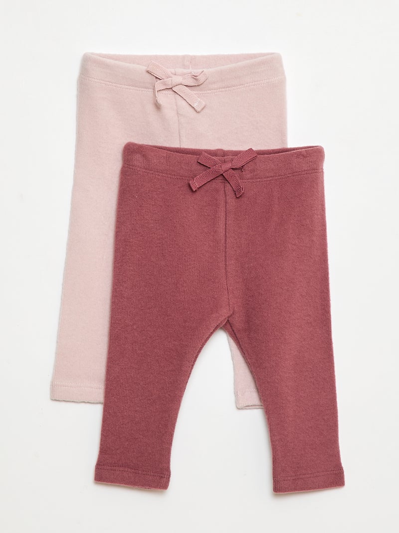 Lote de 2 leggings afelpados Purpura - Kiabi