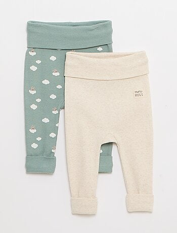 Lote de 2 leggings de canalé con vuelta - 2 piezas