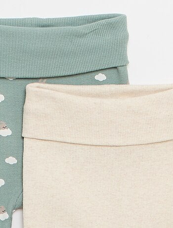 Lote de 2 leggings de canalé con vuelta - 2 piezas