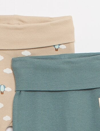 Lote de 2 leggings de canalé con vuelta - 2 piezas