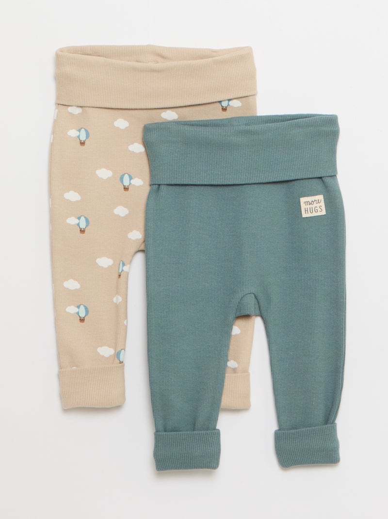 Lote de 2 leggings de canalé con vuelta - 2 piezas Beige - Kiabi