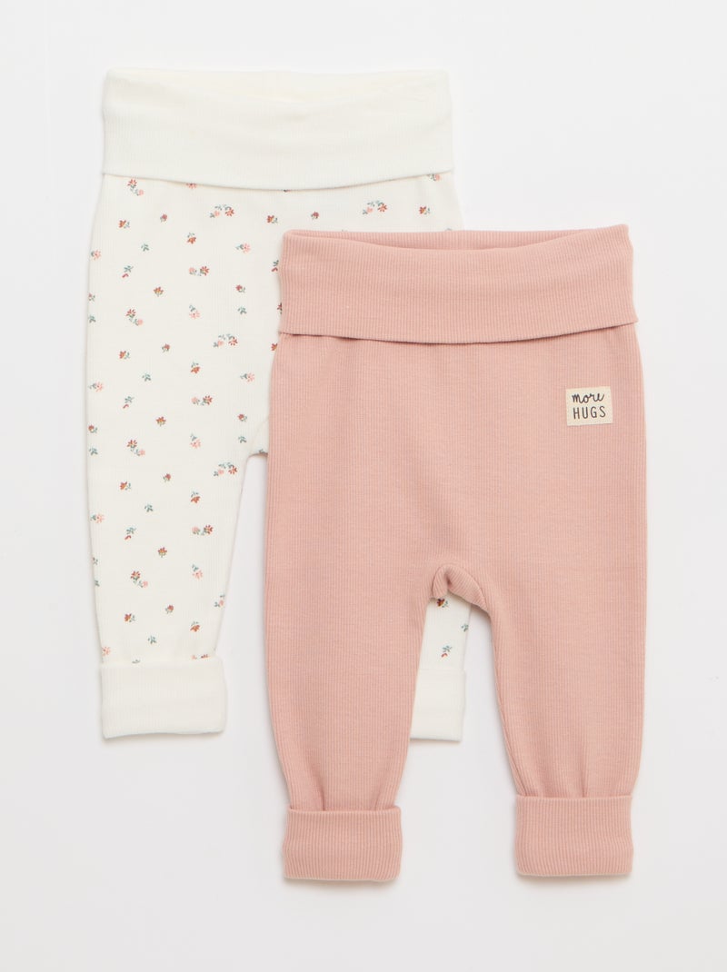 Lote de 2 leggings de canalé con vuelta - 2 piezas Blanco - Kiabi