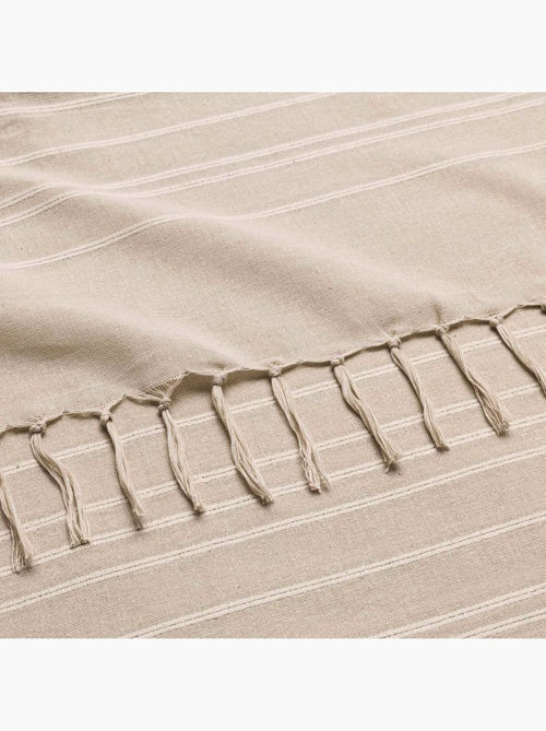 Lote de 2 mantas lilia 180 x 220 cm – 100 % algodón – manta con flecos beige - Kiabi Lote de 2 mantas lilia 180 x 220 cm – 100 % algodón – manta con flecos beige - Kiabi