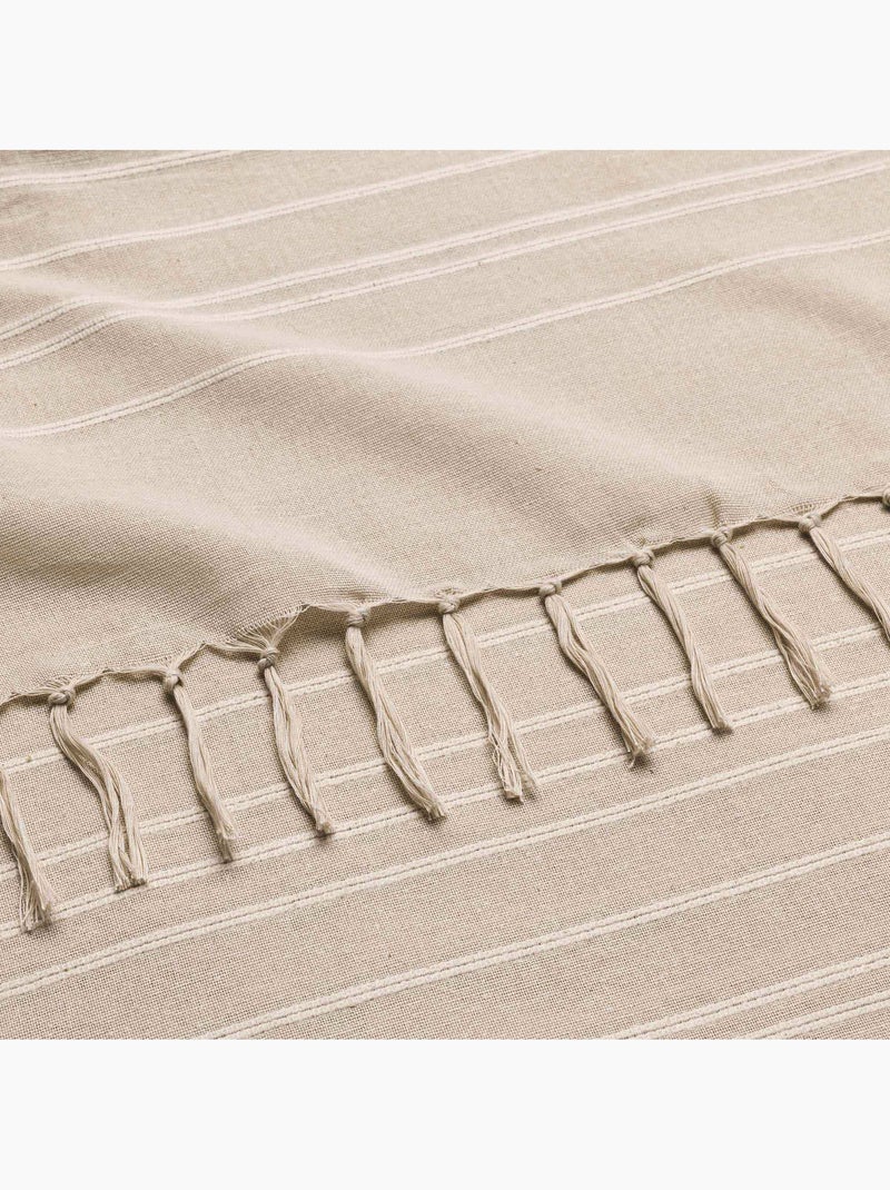 Lote de 2 mantas lilia 180 x 220 cm – 100 % algodón – manta con flecos beige Beige - Kiabi