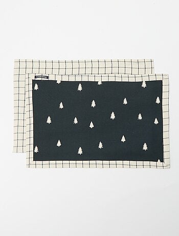 Lote de 2 manteles individuales estampados navideños de algodón 45x30 cm