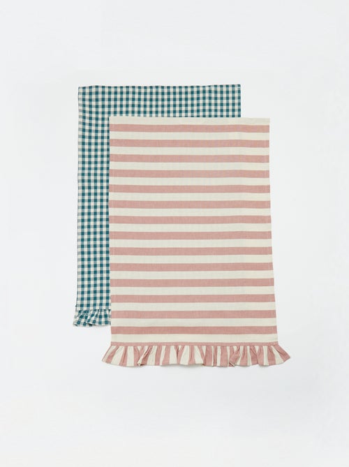 Lote de 2 paños de cocina con volantes (50x70 cm) - Kiabi