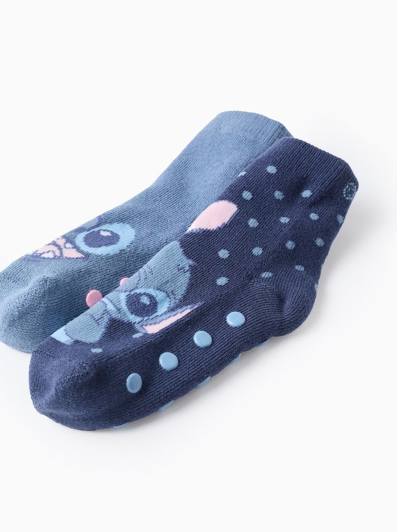 Lote de 2 pares de calcetines antideslizantes stitch Azul Azul marino Azul - Kiabi