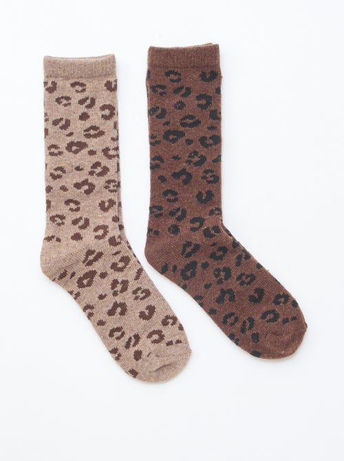 Lote de 2 pares de calcetines cálidos 'Leopardo' - Kiabi