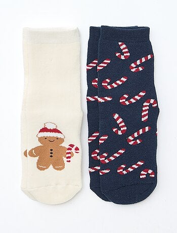 Lote de 2 pares de calcetines fantasía Navidad antideslizantes