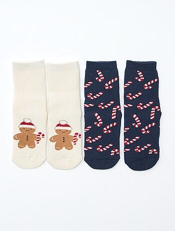 Lote de 2 pares de calcetines fantasía Navidad antideslizantes