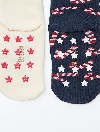Lote de 2 pares de calcetines fantasía Navidad antideslizantes