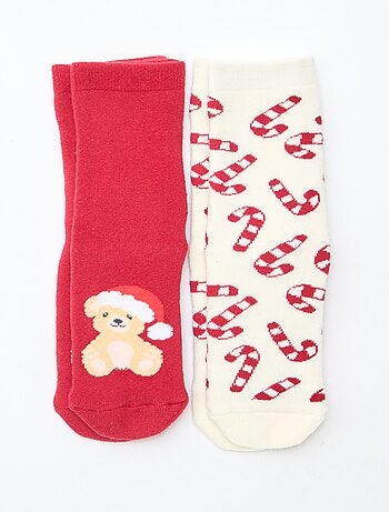 Lote de 2 pares de calcetines fantasía Navidad antideslizantes