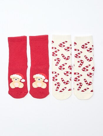 Lote de 2 pares de calcetines fantasía Navidad antideslizantes