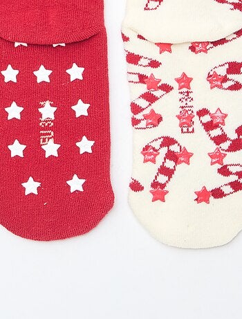 Lote de 2 pares de calcetines fantasía Navidad antideslizantes