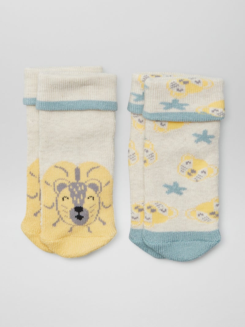 Lote de 2 pares de calcetines para recién nacido BEIGE - Kiabi