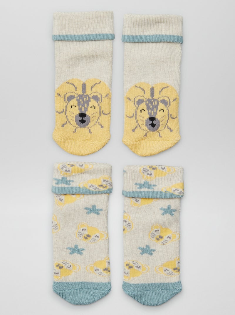 Lote de 2 pares de calcetines para recién nacido BEIGE - Kiabi