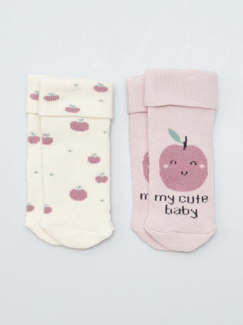 Lote de 2 pares de calcetines para recién nacido ROSA - Kiabi