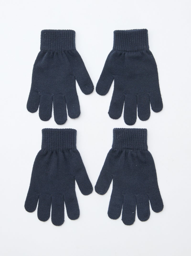Lote de 2 pares de guantes de punto Azul - Kiabi