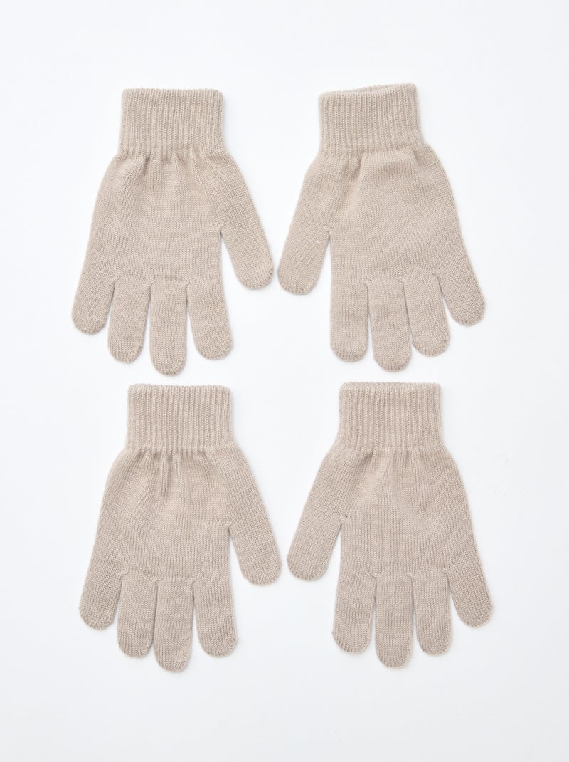 Lote de 2 pares de guantes de punto Beige - Kiabi