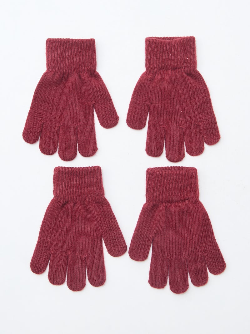 Lote de 2 pares de guantes de punto Rojo - Kiabi