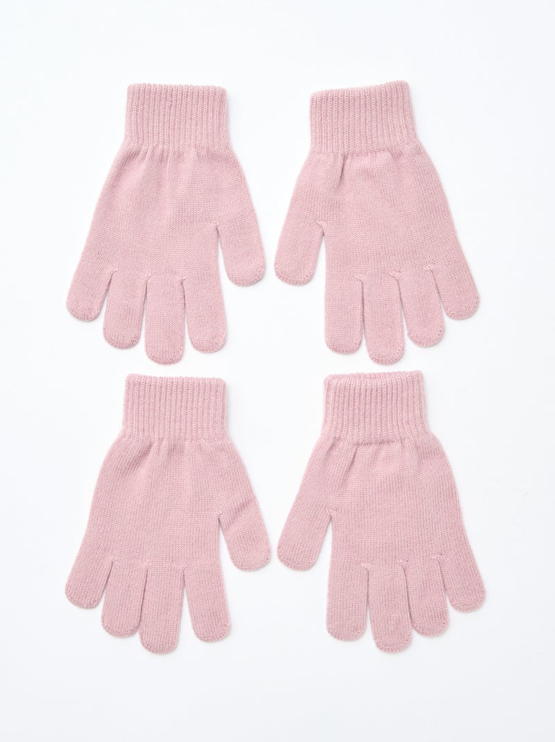 Lote de 2 pares de guantes de punto Rosa - Kiabi
