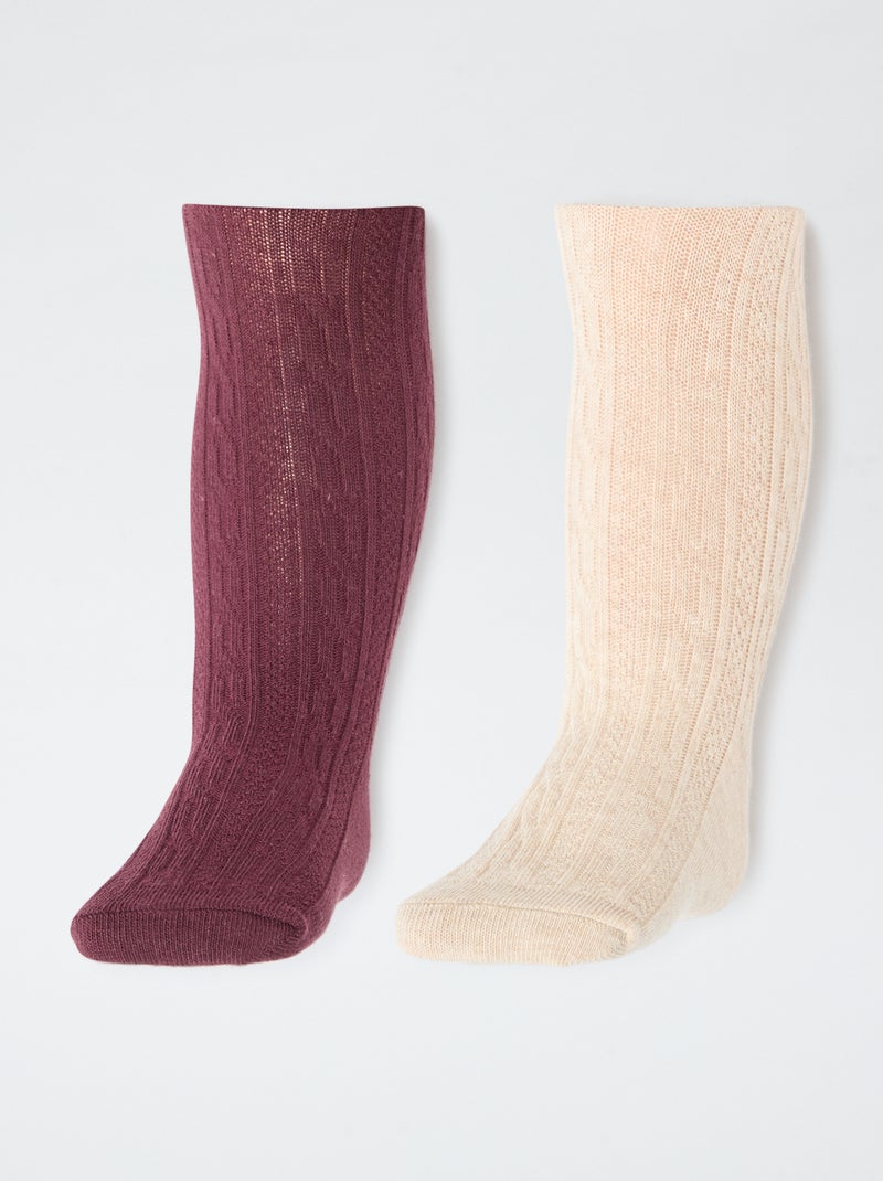 Lote de 2 pares de leotardos de punto Rojo - Kiabi