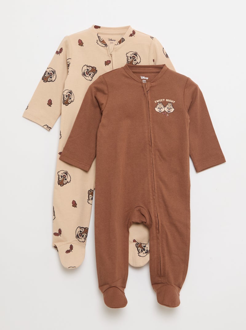 Lote de 2 pijamas con cremallera ligeros 'Tic&Tac' Beige - Kiabi