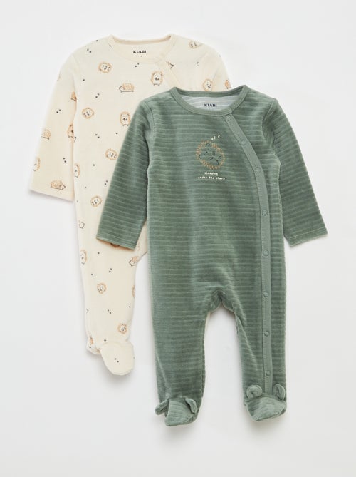 Lote de 2 pijamas de terciopelo - Kiabi