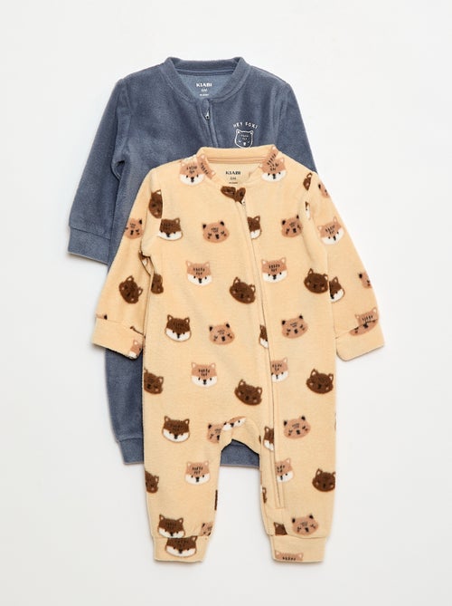 Lote de 2 pijamas enterizos de forro polar - 2 piezas - Kiabi