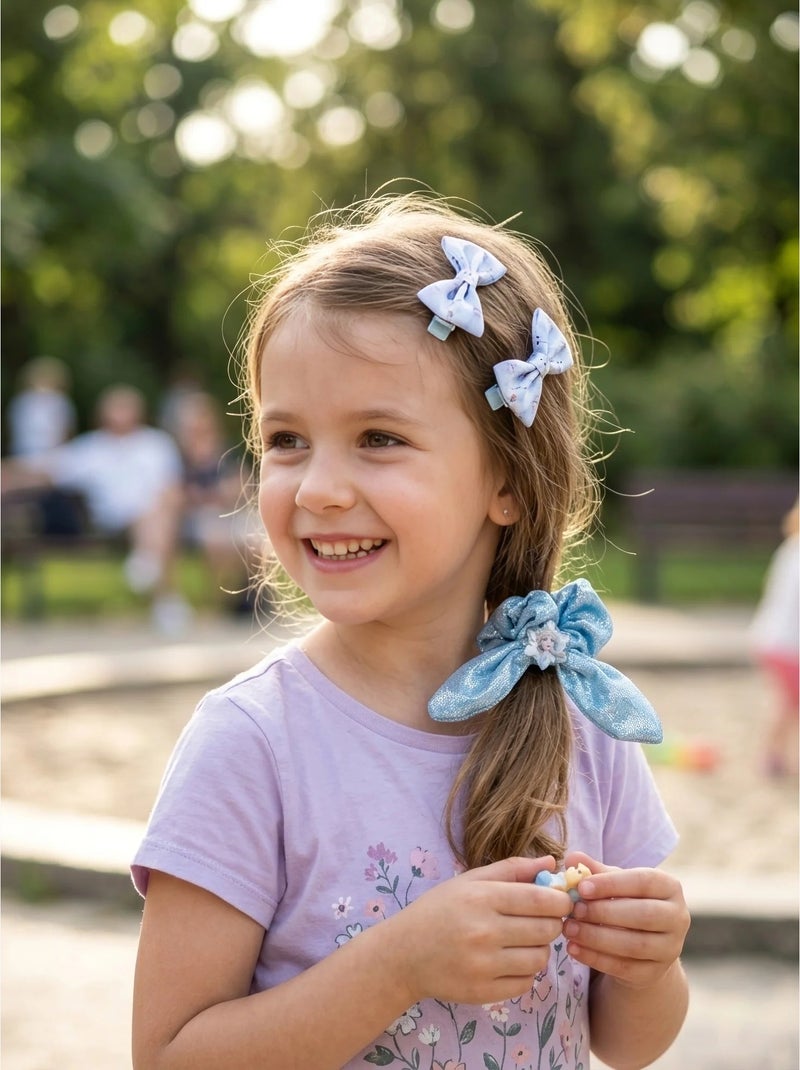 Lote de 2 pinzas para el pelo con coletero Frozen Disney Azul - Kiabi
