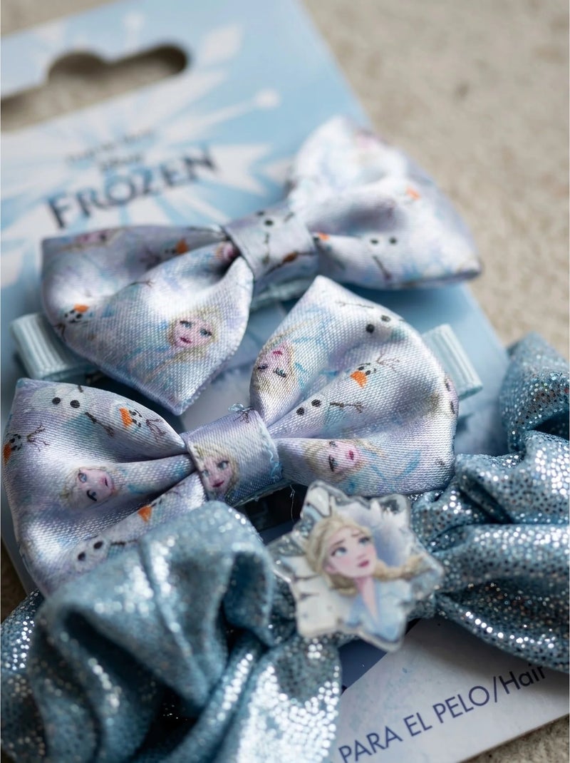 Lote de 2 pinzas para el pelo con coletero Frozen Disney Azul - Kiabi